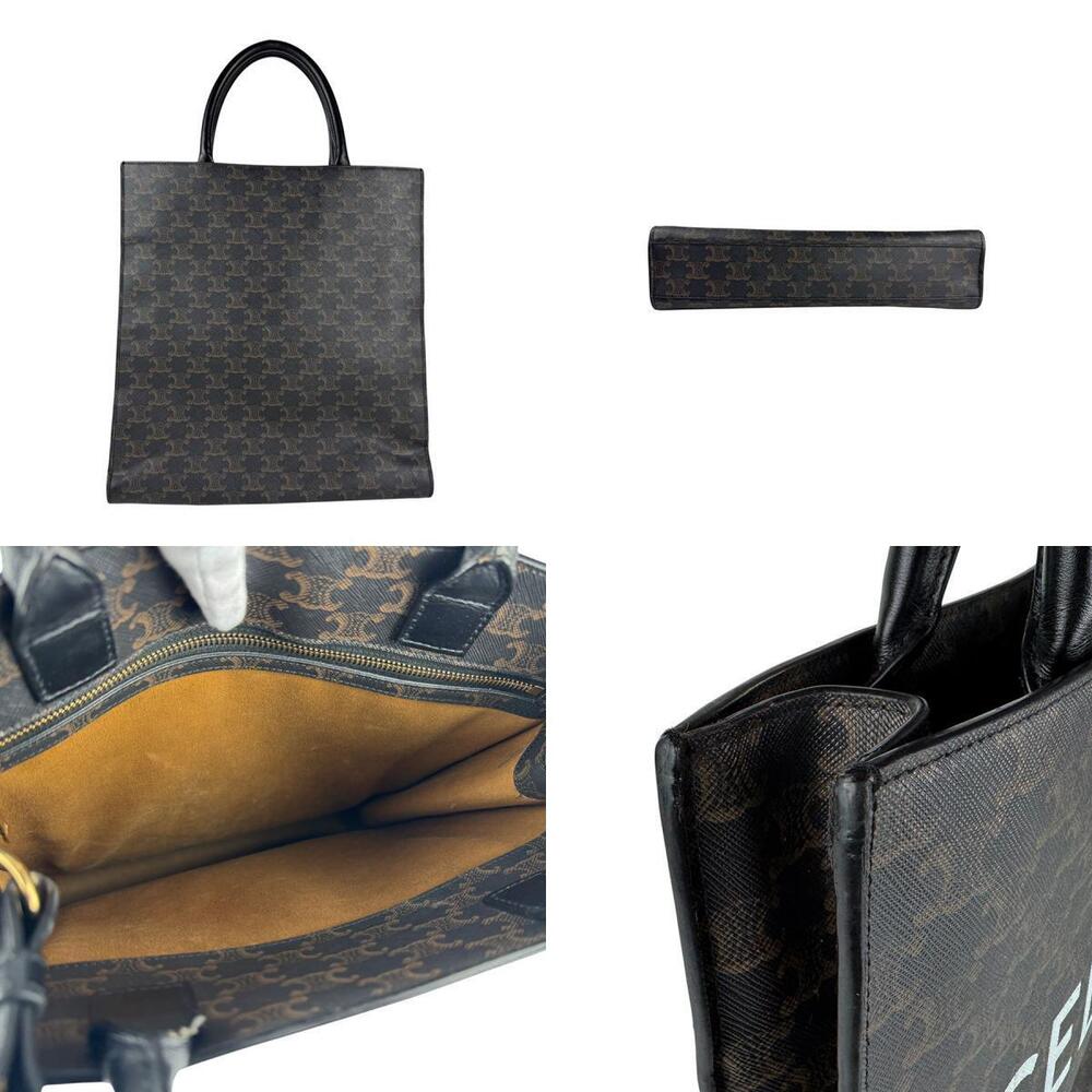 Celine Vertical Cabas Coated Canvas Shoulder Bag Black - Picture 3 of 4
